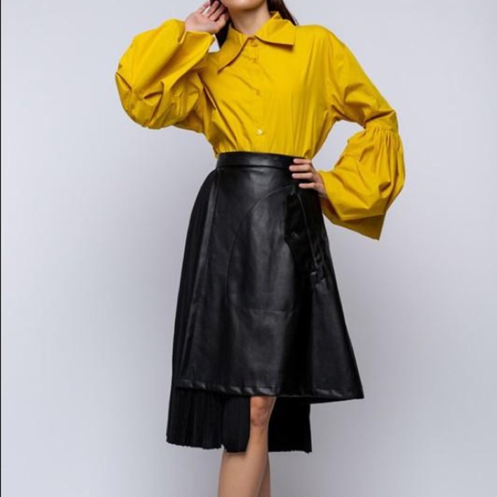 Asymmetrical Faux Leather Skirt